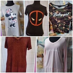 Lot of 5 Size Medium tops. Disney T-Shirt Size Missy Medium Gray Minnie Mouse Gr